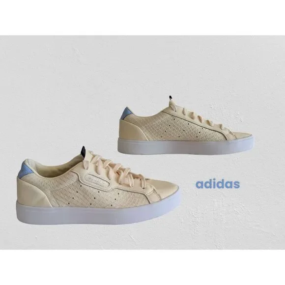 adidas gazelle silver green womens Adidas Womens Sleek Leather Sneakers White/White